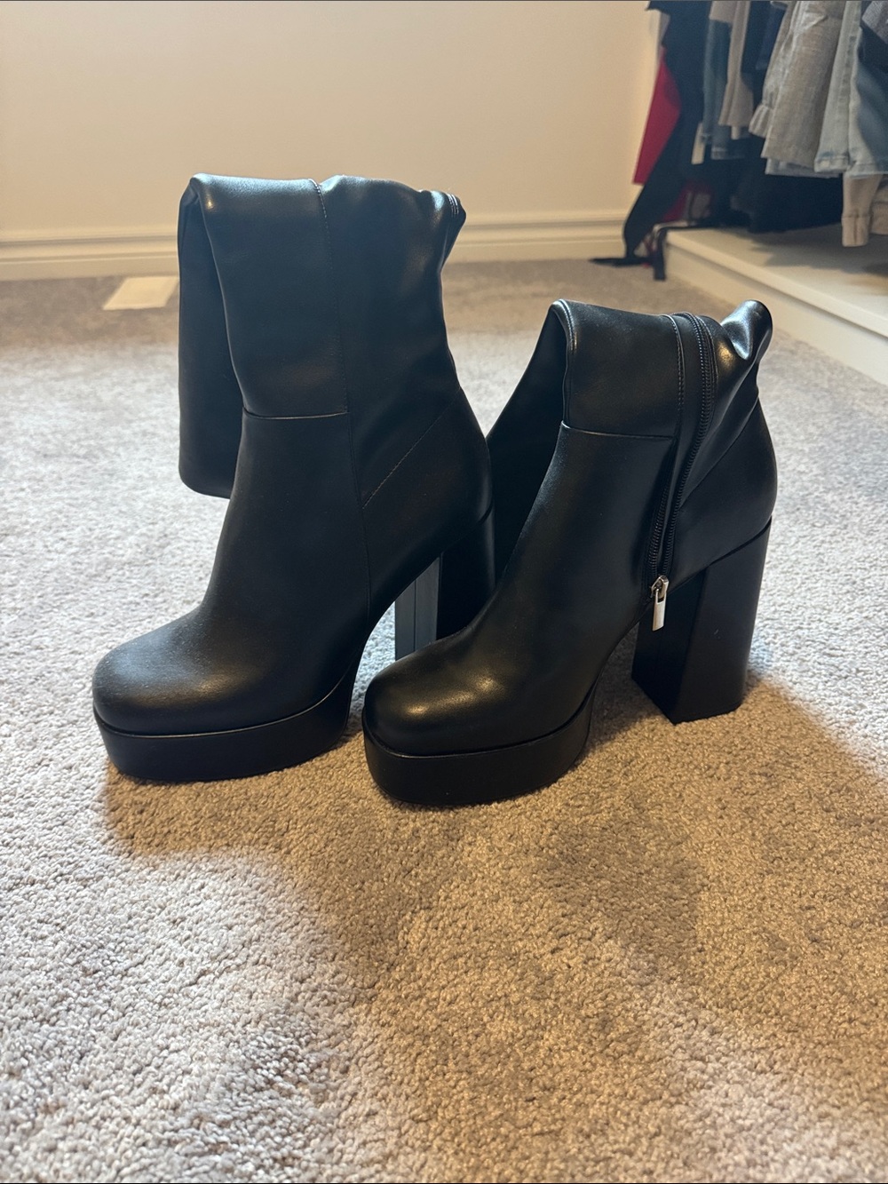 Black Platform Block Heel Calf Boots - Women from ALDO - never worn